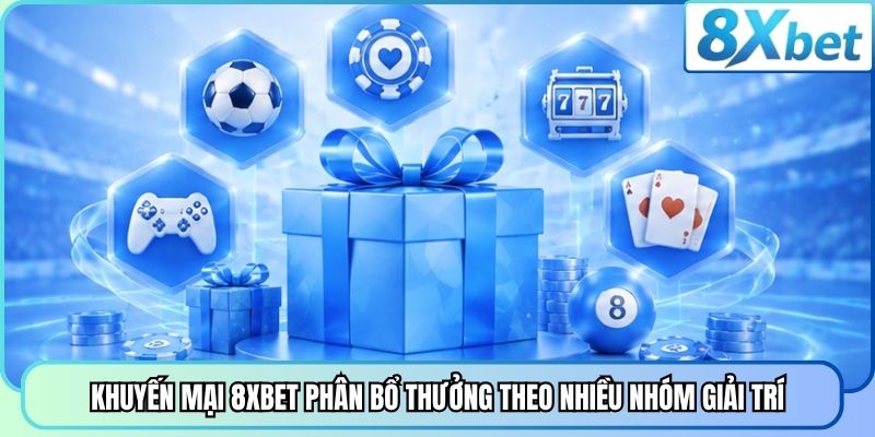 Khuyến mại 8XBET phân bổ thưởng theo nhiều nhóm giải trí