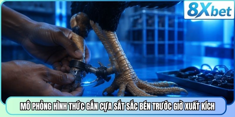 Mô phỏng hình thức gắn cựa sắt sắc bén trước giờ xuất kích